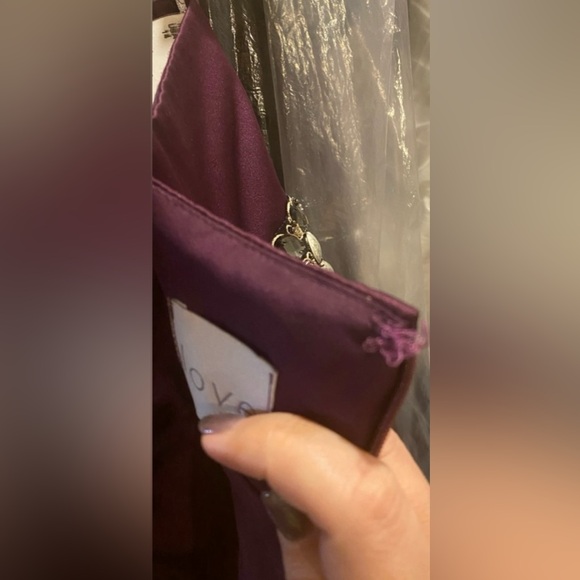 Love Eggplant Satin formal gown with beaded waist - Picture 11 of 12